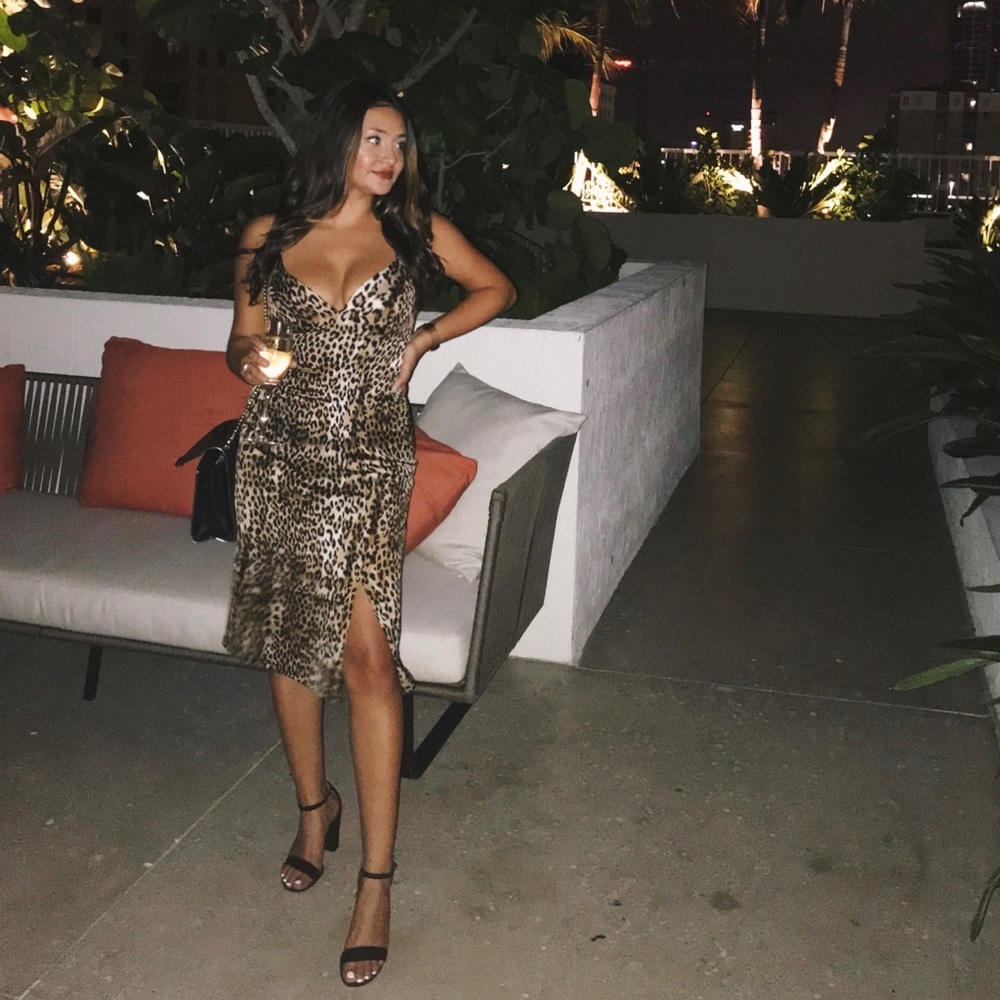 Cheetah Print Slit Dress Express